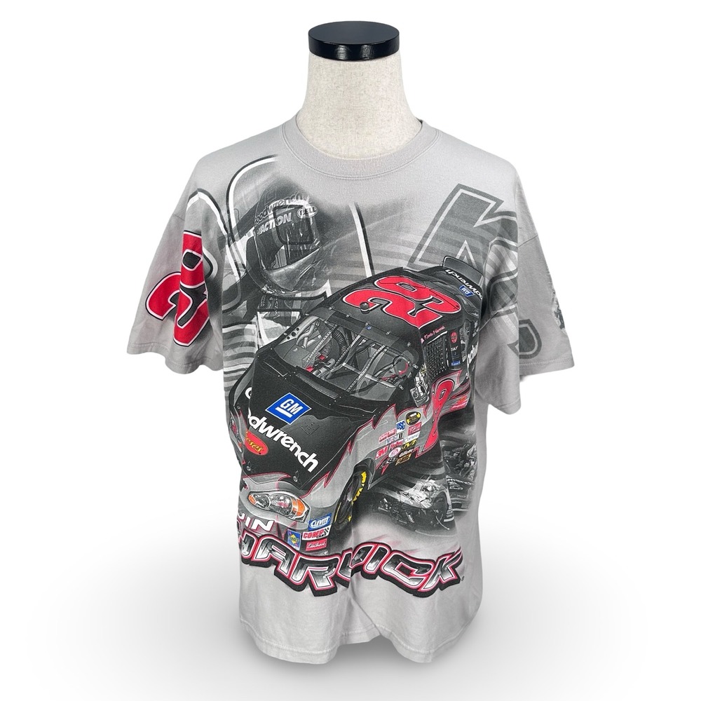 Vintage Chase Authentics Kevin Harvick NASCAR T-Shirt Gray AOP Wraparound XL Y2K